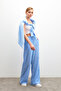 Women's Blue Linen Blended Loose Cut Trousers - 3