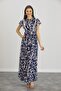 IŞIL E0019-Pleated Pregnant Collar Chiffon Gilet Dress - 5