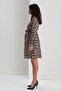 E0040-leopard Pattern Maternity Qeen Crep Mini Dress - 3