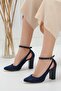 Lillian Heeled Navy Blue Suede Shoes - 2