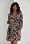 E0040-leopard Pattern Maternity Qeen Crep Mini Dress - 4