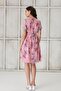 IŞIL 4487-Pleat Collar White Rose Short Sleeve Mini Maternity Dress - 8