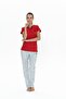 U.S. Polo Assn. 20060 Women's Short Sleeve V-Neck Pajamas Set-Red