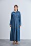 IŞIL 447-Liyosel Nursing Shirt Collar Maternity Maxi Dress - 2