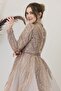 Draped Front Appliqué Embroidered Kübra Evening Dress - 4