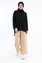 Comfortable Fit Elastic Waist Trousers Stone Color