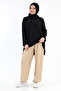 Comfortable Fit Elastic Waist Trousers Stone Color - 3