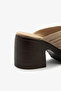 Beige Genuine Leather Platform Heel Women's Slipper - 5