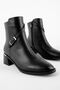 Jayla Women's Genuine Leather Heel Metal Detailed Heeled Boots-black - 3