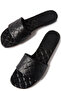 Plain Leather Black Slippers - 4