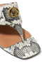 Elegant Snakeskin Patterned T-Bar Heeled Shoes - 4
