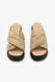Beige Genuine Leather Platform Heel Women's Slipper - 3