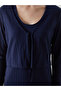 U-Neck Dress and Cardigan Set - 3