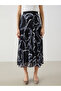 Patterned Chiffon Women's Pleated Skirt with Elastic Waist (S5) - 2