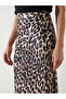 Slim Fit Leopard Patterned Satin Women's Skirt - 3