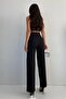 Women's Black Front-Seam High-Waist Palazzo Pants - 3