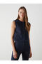 Nevavm Women's Oval Collar Jean Vest with a Difference