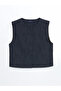 Nevavm Women's Oval Collar Jean Vest with a Difference - 5