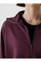 Plum Stand Collar Oversize Women's Zippered Sweatshirt - 3