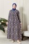 Shirred Robadan Buttoned Front Viscose Fabric Tesseture Clothing Mother Dress Prayer Dress