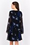 Women Allover Print Midi Dress, Black - 4