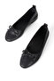 Women's Black Skin Genuine Leather Bow Ballerina Ballet Un001-063 - 3