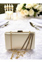 Skin Color Satin Cross Rosegold Crystal Stone Women's Evening Dress Bag - 7