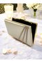 Skin Color Satin Cross Crystal Stone Women's Evening Dress Bag - 2