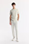 Men's Ecru Crew Neck Viscose Blend Textured Knit Regular Fit T-Shirt A51Y5163 - 5