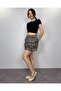 Women's Leopard Layered Ruffled Wrap Fabric Mini Skirt - 5