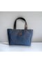 Large Size Waxed Canvas Indigo Blue Color Shoulder Bag with Magnet