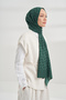 Cotton Monogram Geometric Pattern Shawl - Emerald - 2