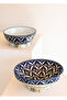 Corallo Handmade Blue Ceramic Salad and Presentation Bowl - Large Size with Metal Base (32X13 cm) - 5