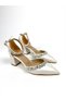 Mother of Pearl Stone 6 cm Thick Heeled Shoes 01330 Evening Dress Shoes - Wedding Dress Shoes - 4