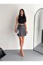 Smoked Color Summer Belted Pleated Skirt with Shorts