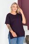 Plus Size New Season Comfort Model Crew Neck Short Sleeve Combed Cotton Slit Tunic T-Shirt - 4