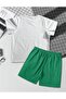White Green Los Angeles Printed Shorts T-Shirt Set - 3