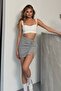 Women's Gold Accessory Detailed Slit Mini Shorts Skirt - 2
