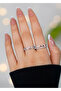 Set of 2 Zircon Stone Waterway Double and Maze Model Silver Adjustable Women's Ring Set (2 Rings)