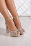 Carmen Gold Coated Mesh Platform Evening Dress Shoes - 3