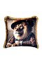 Lion Patterned Luxury Decorative Animal Figure Fringed Avant-Garde Velvet Throw Pillow Case Artistic Design - 3