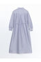 Blue Striped Belted Women's Midi Dress - 6