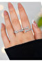 Set of 2 Zircon Stone Chain and t Model Silver Adjustable Women's Ring Set (2 Rings)