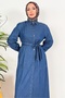Ersel Buttoned Denim Dress 1391 - Dark Blue - 5