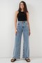 Women's Wide Leg High Waist Palazzo Jeans 6656 - Blue - 3