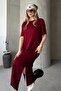 Women's Crew Neck Side Slit Detailed Midi Length Comfortable Fit Short Sleeve Dress - 4