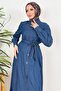 Ersel Buttoned Denim Dress 1391 - Dark Blue - 3