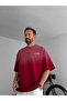 Claret Red Pegasus Printed Washed Oversize T-Shirt Res-5192 - 7
