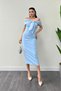 Atlas Fabric Collar Ribbon Detailed Pencil Dress - Baby Blue