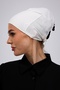 Non-Slip Ecru Bonnet Silicone Non-Slip Seamless Women's Hijab with Tie (Off White) - 8
